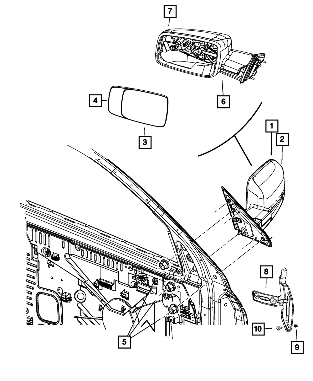 Mopar Manual Non-Heated Tow Mirror Glass (Left) 68067729AA