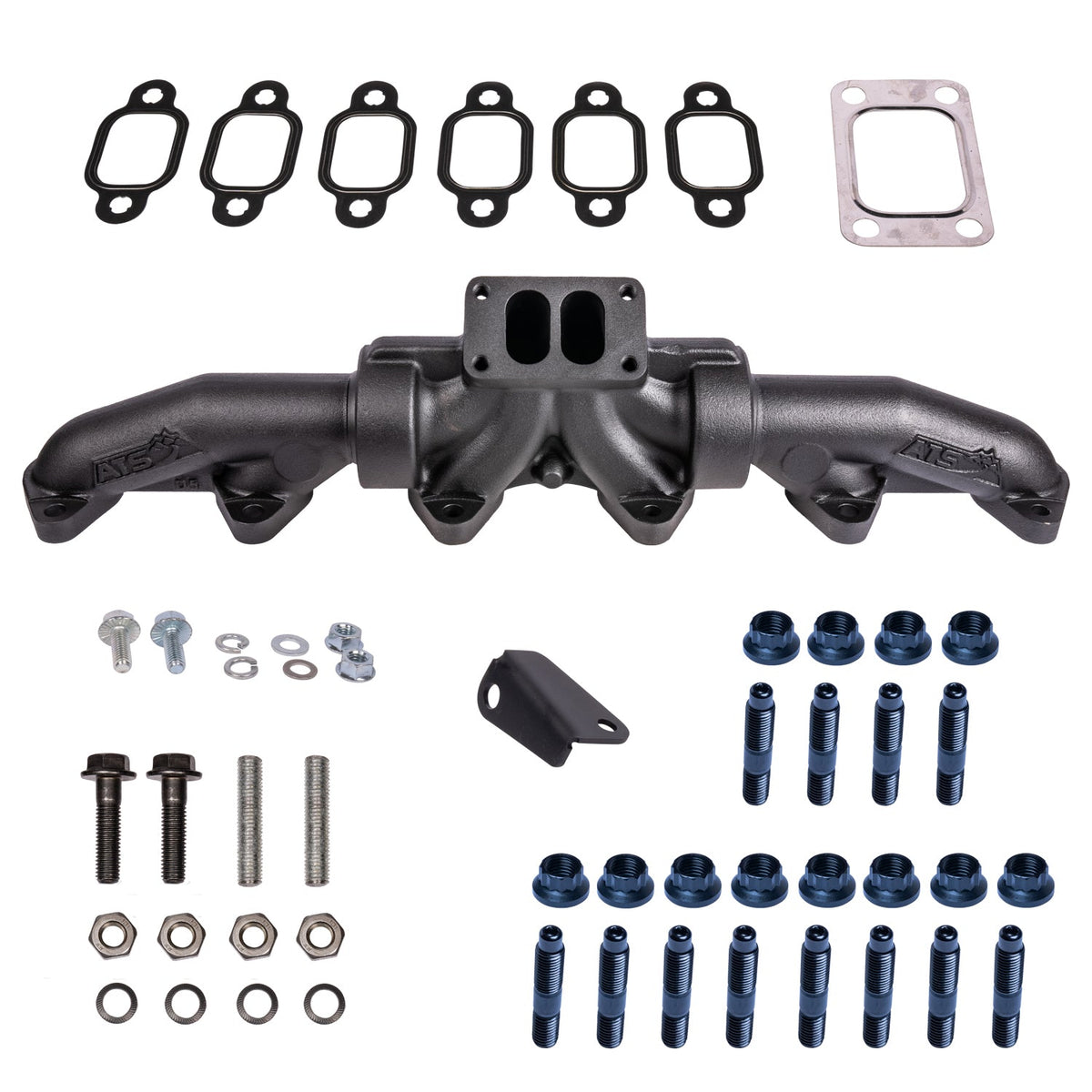 Pulse Flow Exhaust Manifold Kit Fits 1994-Early 1998 5.9L Cummins 3-Pc T4 With Gaskets Premium Hardware ATS ATS Diesel Performance