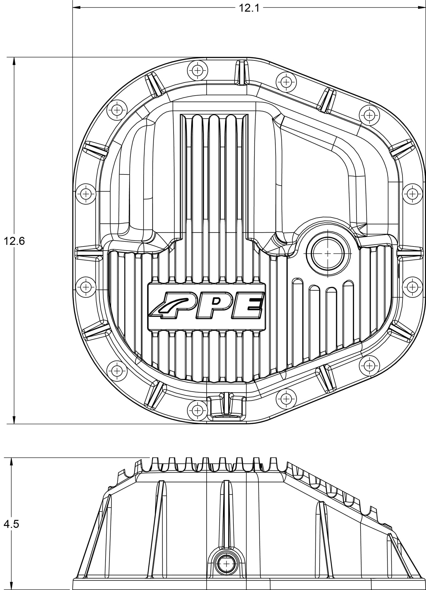 PPE 1990-2019 Ford Super Duty 10.25"/10.5"-12 Sterling Heavy-Duty Cast Aluminum Rear Differential Cover PPE