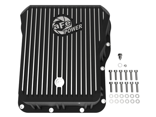 Pro Series Transmission Pan Black w/ Machined Fins GM Diesel Trucks 01-19 V8-6.6L (td) LB7/Lly/Lbz/Lmm/Lml/L5P aFe Power