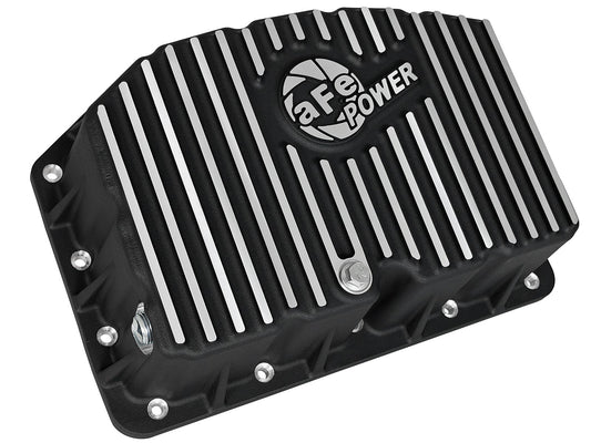 Pro Series Engine Oil Pan Black w/ Machined Fins Ford Diesel Trucks 11-26 V8-6.7L (td) aFe Power