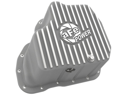 Street Series Engine Oil Pan Raw w/ Machined Fins GM Diesel Trucks 11-16 V8-6.6L (td) Lml 11 Quart Capacity aFe Power
