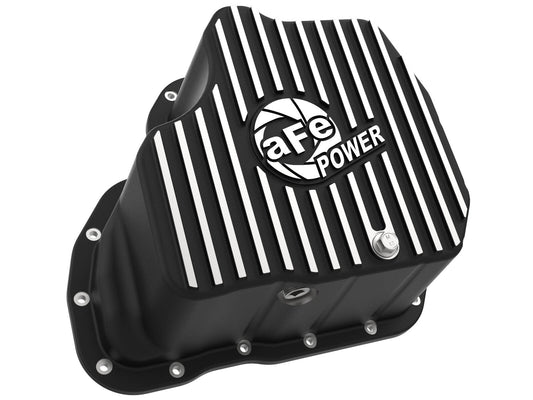 Pro Series Engine Oil Pan Black w/ Machined Fins GM Diesel Trucks 11-16 V8-6.6L (td) Lml 11 Quart Capacity aFe Power