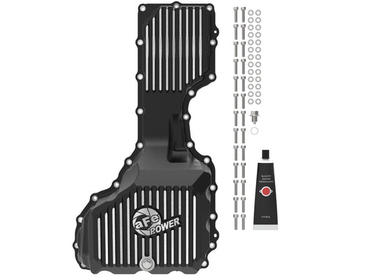 Pro Series Engine Oil Pan Black w/ Machined Fins GM Diesel Trucks 17-19 V8-6.6L (td) L5P aFe Power