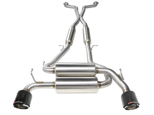 Takeda 2-1/2 Inch 304 Stainless Steel Cat-Back Exhaust System w/ Carbon Fiber Tips Infiniti G37 08-13/Q60 14-15 V6-3.7L (VQ37VHR) aFe Power