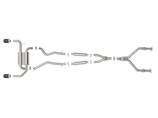 Takeda 2-1/2 Inch 304 Stainless Steel Cat-Back Exhaust System w/ Carbon Fiber Tips Infiniti Q50 14-15 V6-3.7L aFe Power