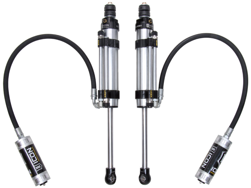 2007-2014 Toyota FJ Cruiser 2003-2024 Toyota 4Runner 2003-2023 Lexus GX 1-3 Inch Lift Rear 2.5 Vs Omega Bypass Remote Reservoir Shocks Pair Icon Vehicle Dynamics Icon Vehicle Dynamics