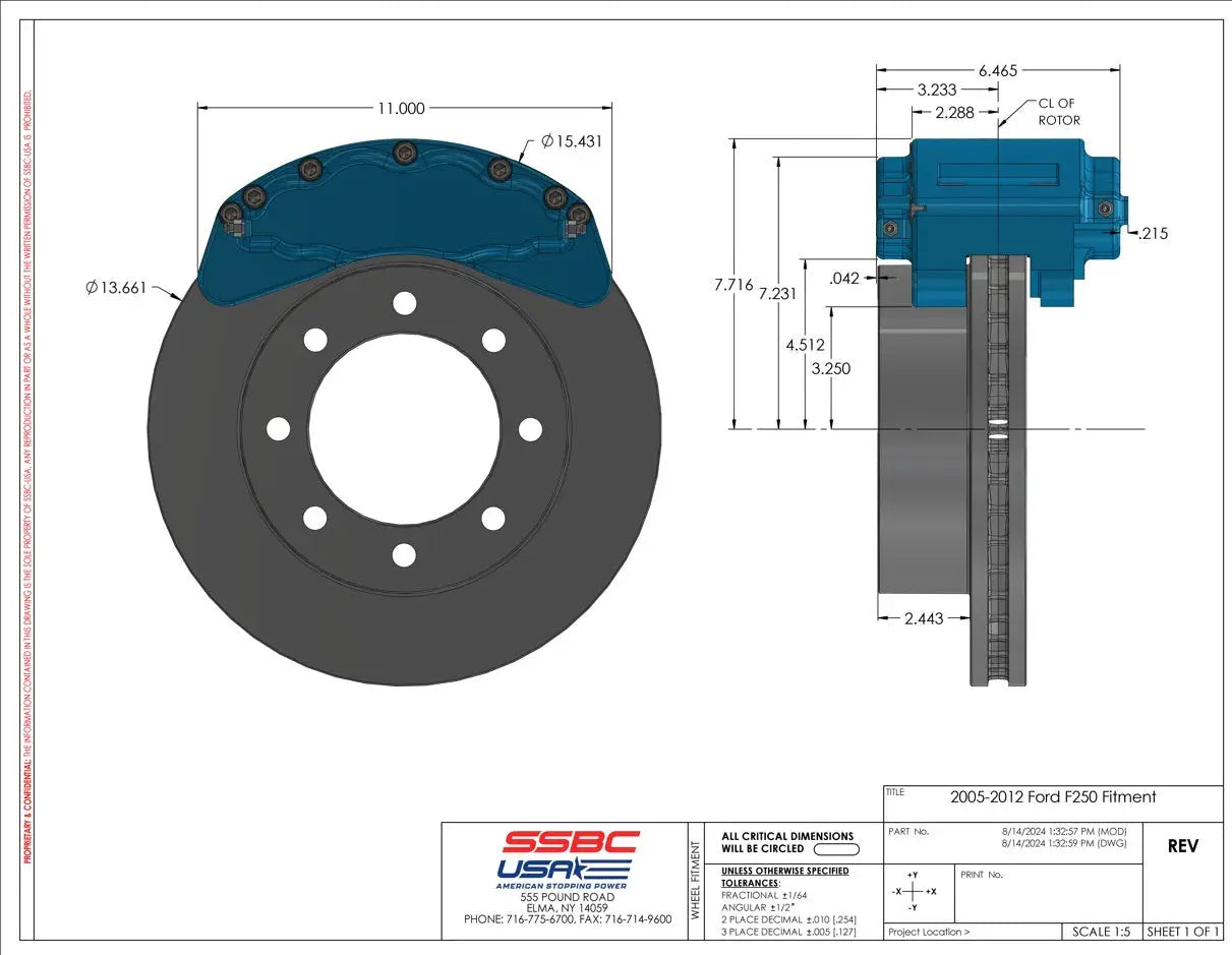 SSBC A403-20R B8-Barbarian 8-Piston Front Brake Caliper Kit Powerstroke 2005-2012 SSBC