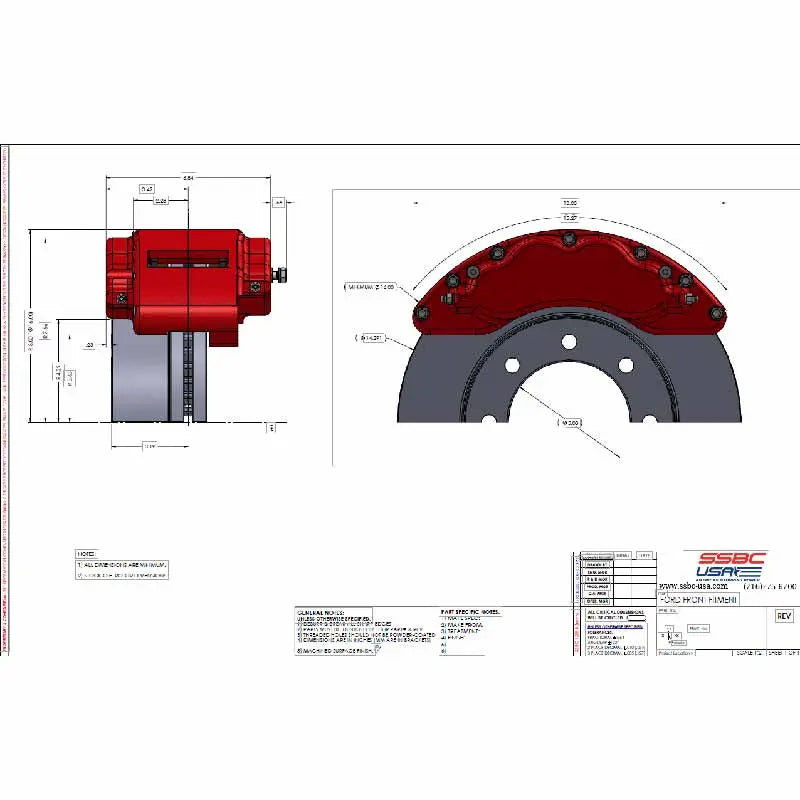 SSBC A404-20 B8-Barbarian 8-Piston Billet Aluminum Front Caliper Upgrade Kit Ford Powerstroke 2013-2022 SSBC