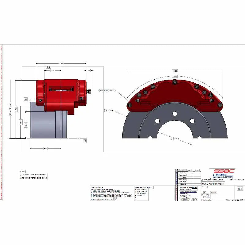 SSBC A404-21-DS B8-Barbarian 8-Piston Rear Brake Caliper & Rotor Kit Powerstroke 2013-2022 SSBC