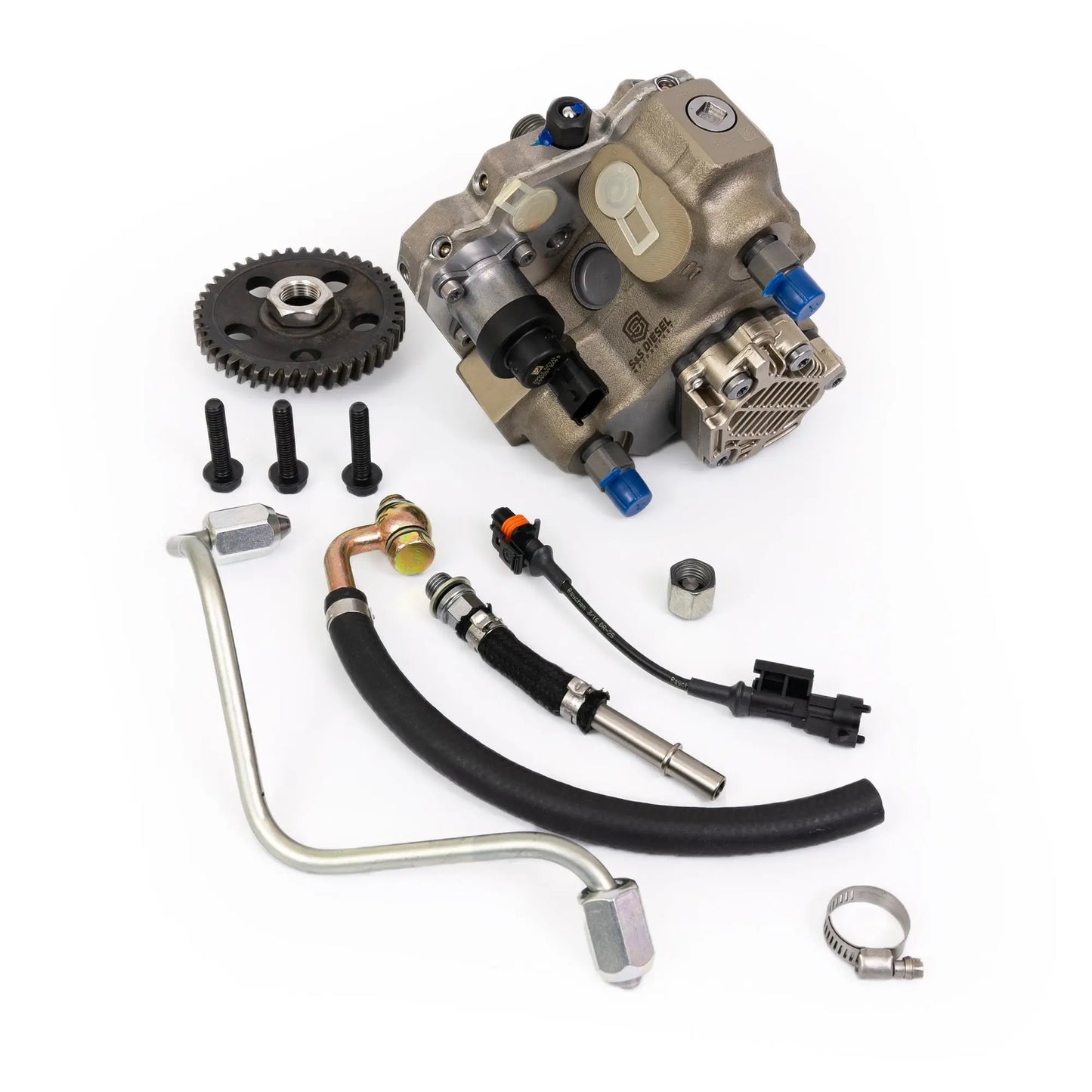 Image showing the S&S Diesel CP4 to CP3 Conversion Kit for 2017-2023 GM 6.6L Duramax L5P, Part # L5P-CP3-10, with high-quality components designed to enhance fuel system reliability.