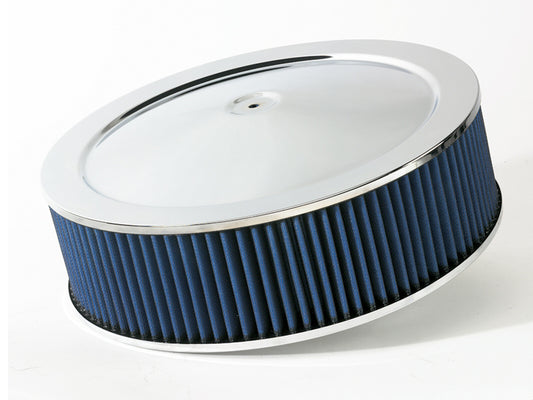 Magnum Flow Round Racing Air Filter w/ Pro 5R Media 14 Inch OD x 4 H Inch w/ Expanded Metal and Chrome Pans aFe Power