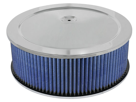 Magnum Flow Round Racing Air Filter w/ Pro 5R Media 14 Inch OD x 5 H Inch w/ Expanded Metal and Chrome Pans aFe Power