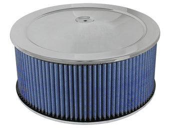 compare product Magnum Flow Round Racing Air Filter w/ Pro 5R Media 14 Inch OD x 6 H Inch w/ Expanded Metal and Chrome Pans aFe Power