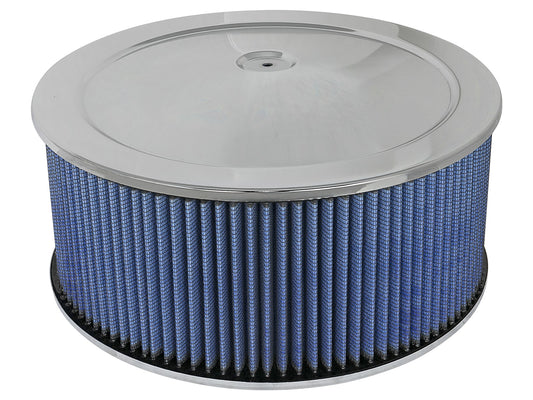 Magnum Flow Round Racing Air Filter w/ Pro 5R Media 14 Inch OD x 6 H Inch w/ Expanded Metal and Chrome Pans aFe Power