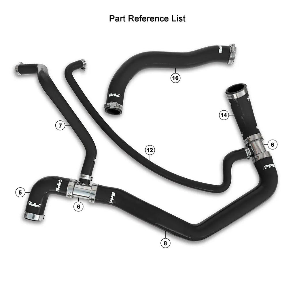 2001-2005 GM 6.6L Duramax Performance Silicone Upper and Lower Coolant Hose Kit PPE