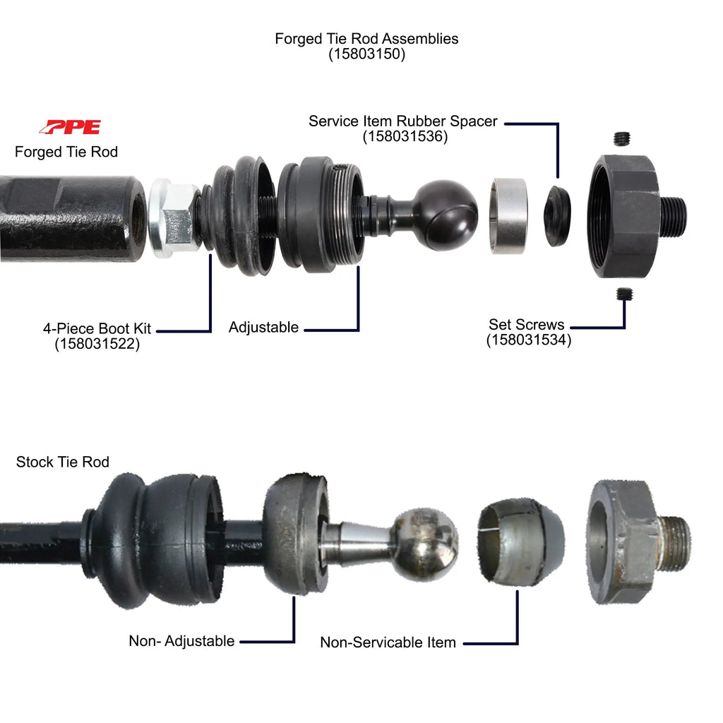 2001-2010 GM 2500/3500 HD Stage3 Forged Tie Rod Assemblies - Kit (Pair) PPE