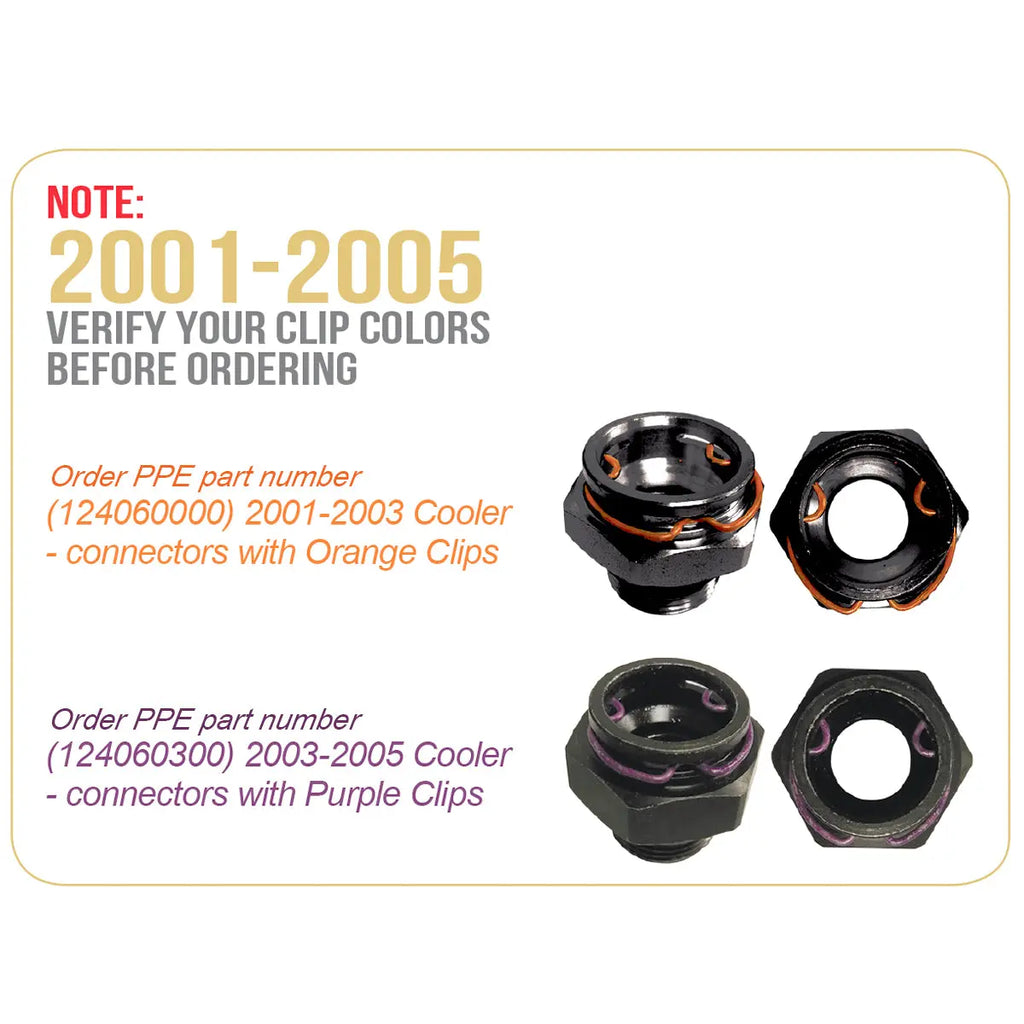 2003-2005 GM 6.6L Duramax Performance Transmission Cooler Purple Clips PPE