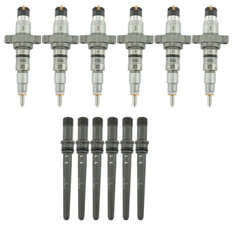 compare product Dodge Remain Injector Pack For 2004.5-2007 5.9L Cummins Stock With Connecting Tubes Industrial Injection