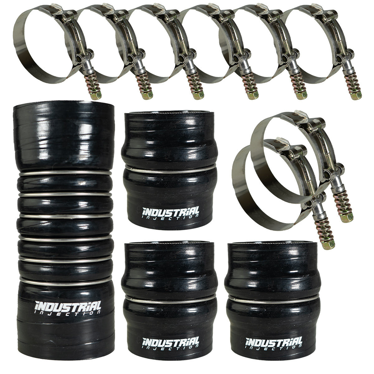 Upgraded Charge Air Cooler Boot Kit, Black - 03-07 Cummins 5.9L, Stock Application Industrial Injection Industrial Injection