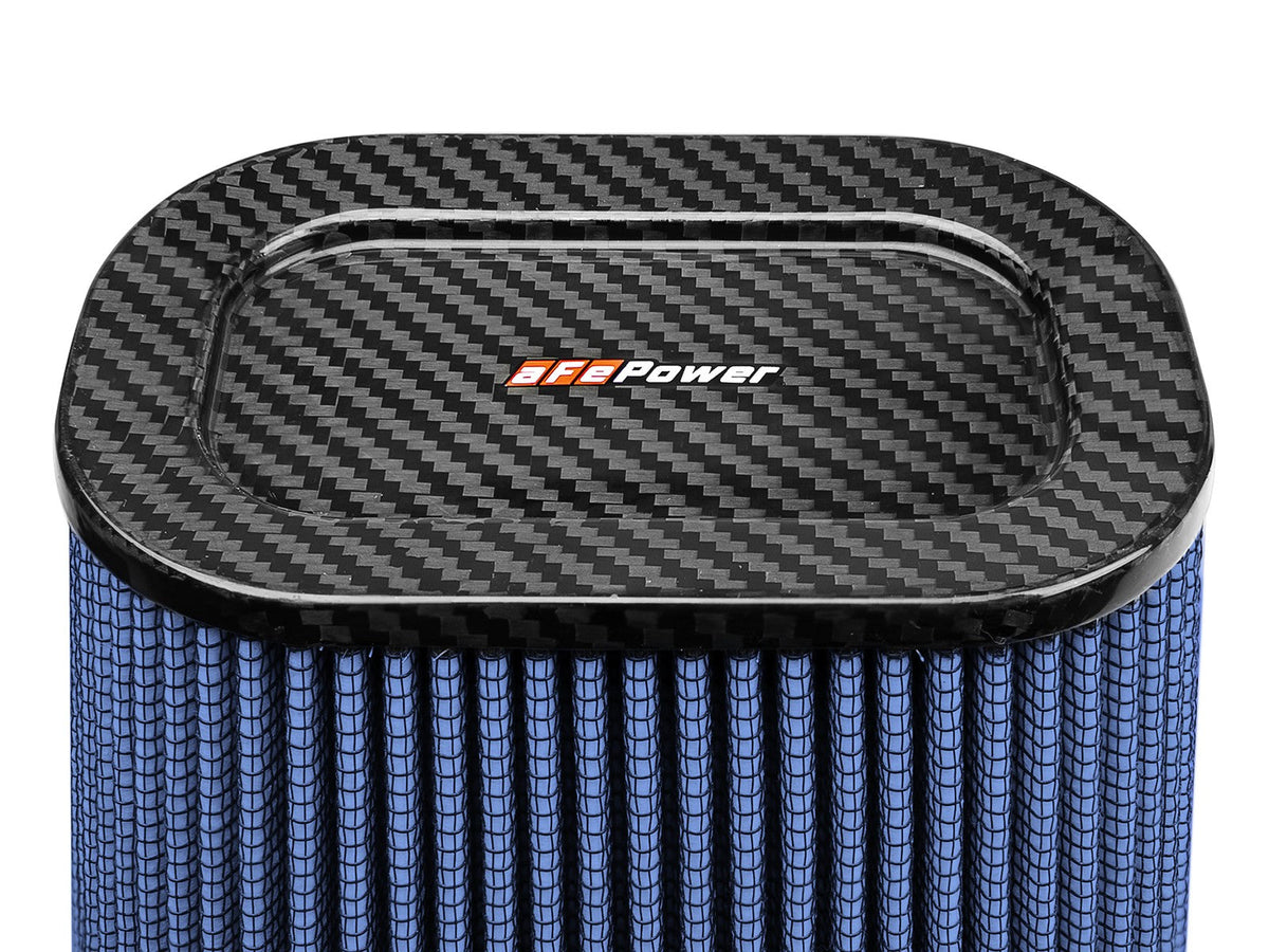 Track Series Intake Replacement Air Filter w/ Pro 5R Media - Carbon Fiber top (7-1/2x5-1/2) Inch F x (9x7) Inch B x (5-3/4x3-3/4) Inch T (Carbon Fiber) x 10 Inch H aFe Power aFe Power