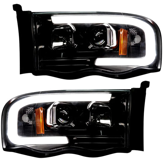 Dodge 02-05 RAM 1500/2500/3500 Projector Headlights OLED Halos & DRL in Smoked or Clear Lens Recon