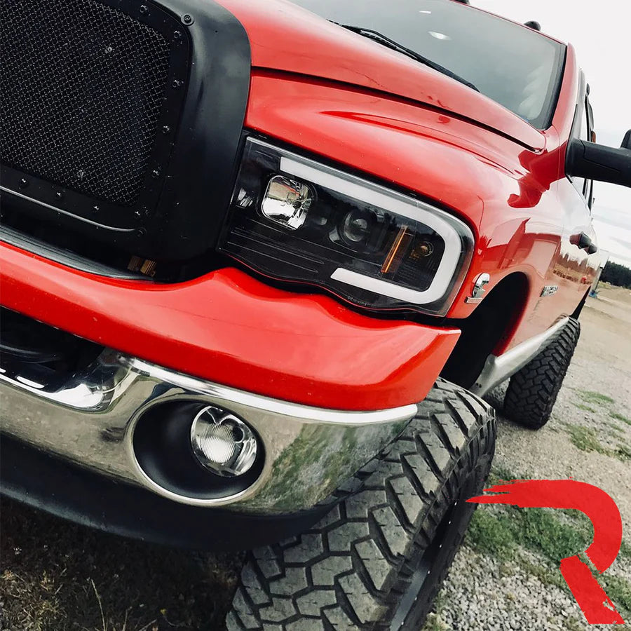 Dodge 02-05 RAM 1500/2500/3500 Projector Headlights OLED Halos & DRL in Smoked or Clear Lens - TAMELESS PERFORMANCE