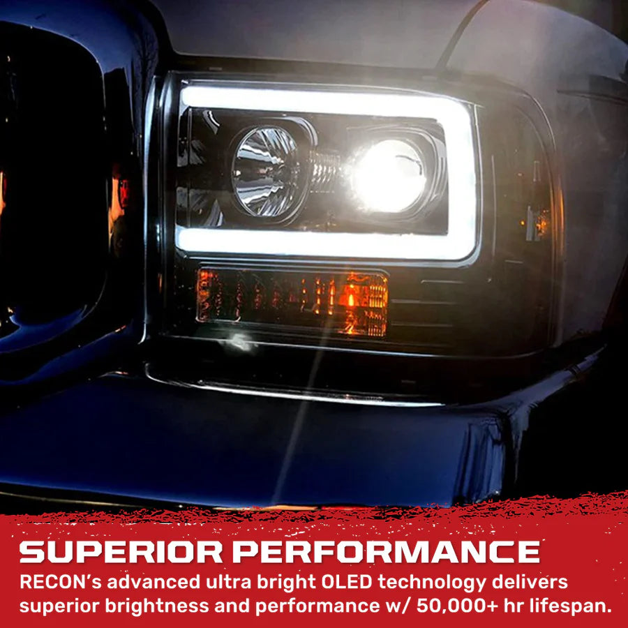 Ford Super Duty 99-04 Projector Headlights OLED Halos DRL Smoked or Clear Lens - TAMELESS PERFORMANCE