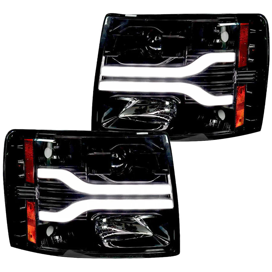 Chevrolet Silverado 07-13 (2nd Gen Single-Wheel 1500/2500/3500) Projector Headlights OLED Halos DRL - Smoked or Clear Lens - TAMELESS PERFORMANCE