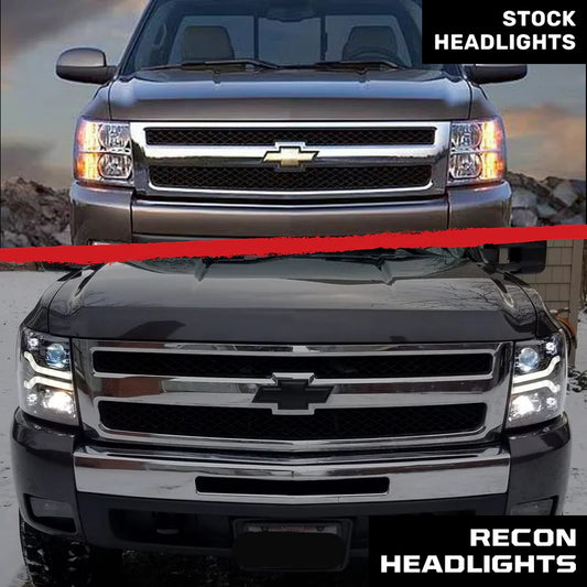 Chevrolet Silverado 07-13 (2nd Gen Single-Wheel 1500/2500/3500) Projector Headlights OLED Halos DRL - Smoked or Clear Lens - TAMELESS PERFORMANCE