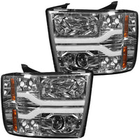 Chevrolet Silverado 07-13 (2nd Gen Single-Wheel 1500/2500/3500) Projector Headlights OLED Halos DRL - Smoked or Clear Lens - TAMELESS PERFORMANCE