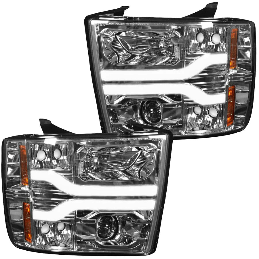 Chevrolet Silverado 07-13 (2nd Gen Single-Wheel 1500/2500/3500) Projector Headlights OLED Halos DRL - Smoked or Clear Lens - TAMELESS PERFORMANCE