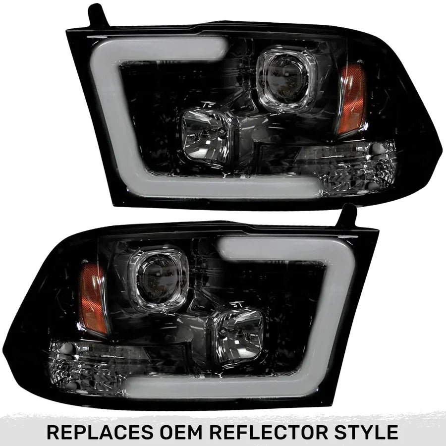 Dodge RAM 2500/3500 10-18 Projector Headlights OLED Halos & DRL in Smoked or Clear Lens - TAMELESS PERFORMANCE