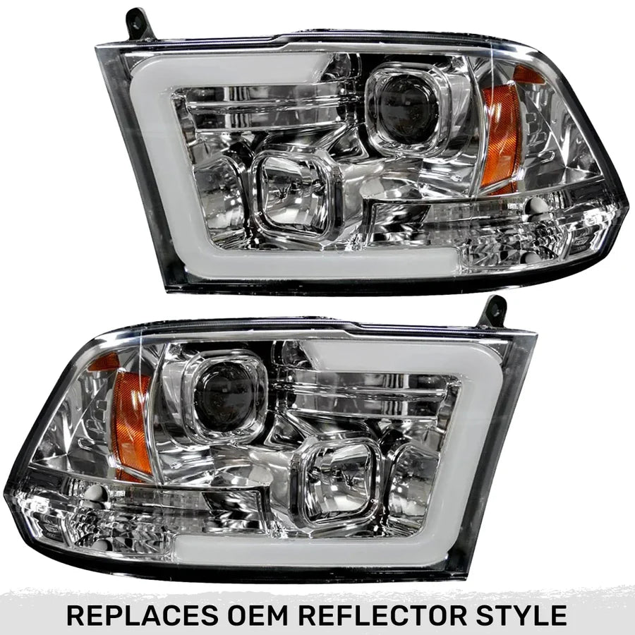 Dodge RAM 2500/3500 10-18 Projector Headlights OLED Halos & DRL in Smoked or Clear Lens - TAMELESS PERFORMANCE