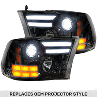 Dodge RAM 2500/3500 15-18 Projector Headlights OLED DRL & LED Signals in Smoked or Clear Lens - TAMELESS PERFORMANCE