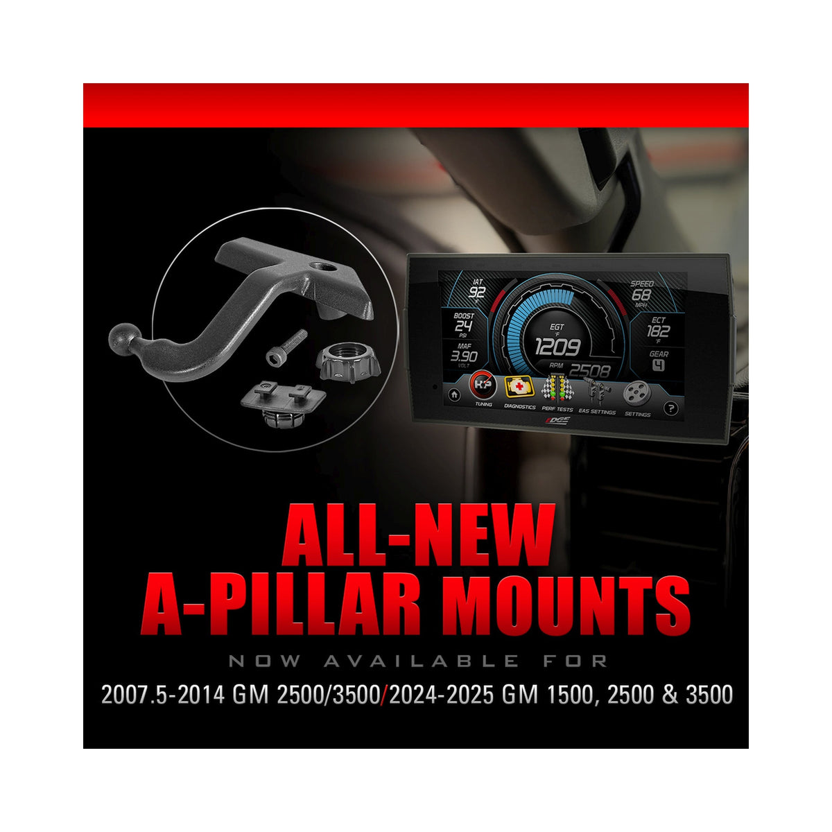 CTS3 Pillar Display Mount for 2007.5-2014 Silverado/Sierra 2500/3500 Edge Products Edge Products