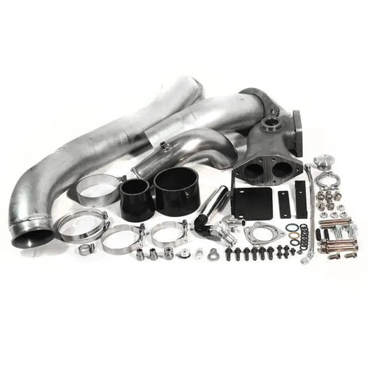 H&S Motorsports - 2008-2010 Ford 6.4L Single Turbo Kit W/O Turbo (Divided) at Tameless Performance