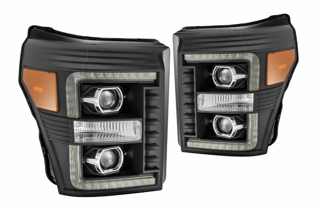 Ford Super Duty (11-16): AlphaRex Luxx Headlights ED Projector Headlights Driven Light Group