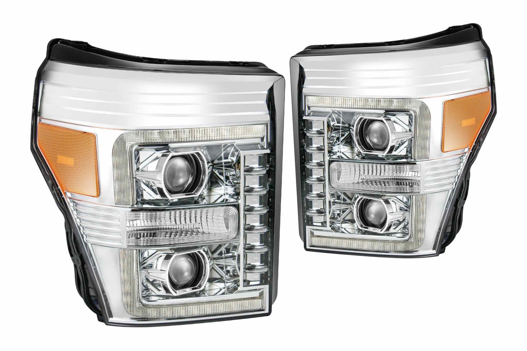 Ford Super Duty (11-16): AlphaRex Luxx Headlights ED Projector Headlights Driven Light Group