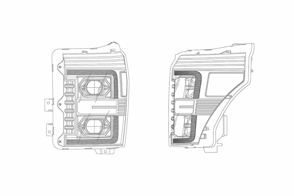 Ford Super Duty (11-16): AlphaRex Luxx Headlights ED Projector Headlights Driven Light Group