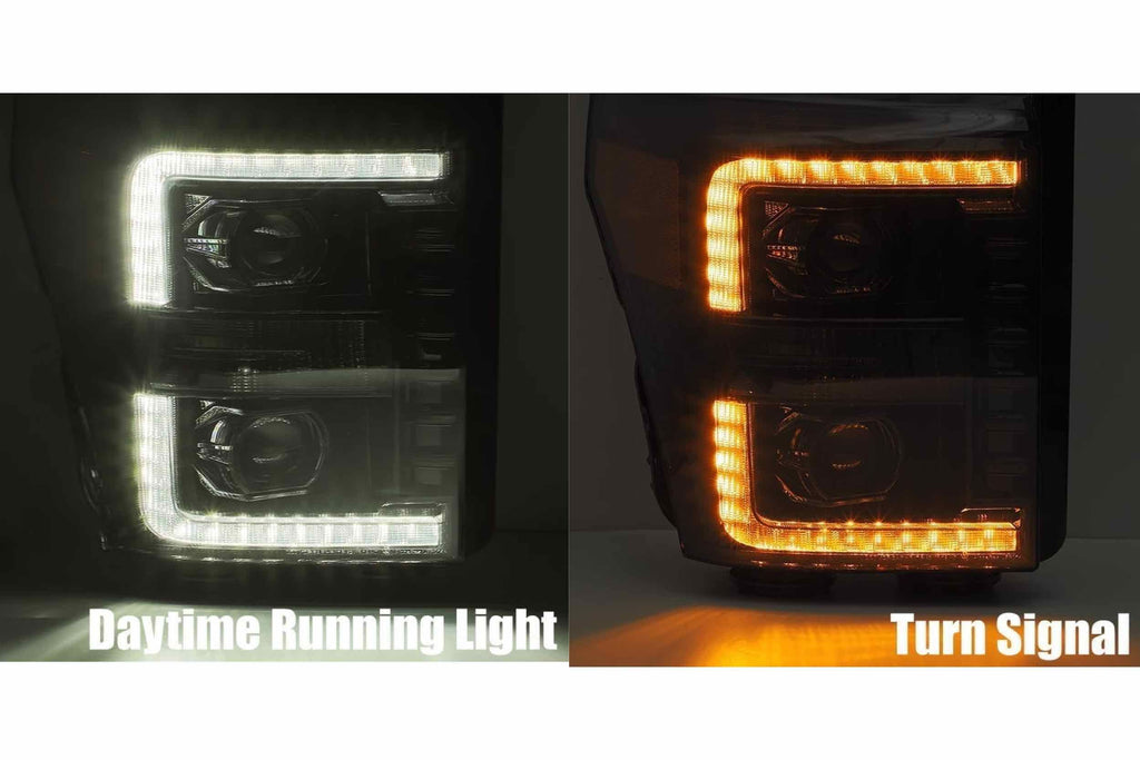 Ford Super Duty (11-16): AlphaRex Luxx Headlights ED Projector Headlights Driven Light Group