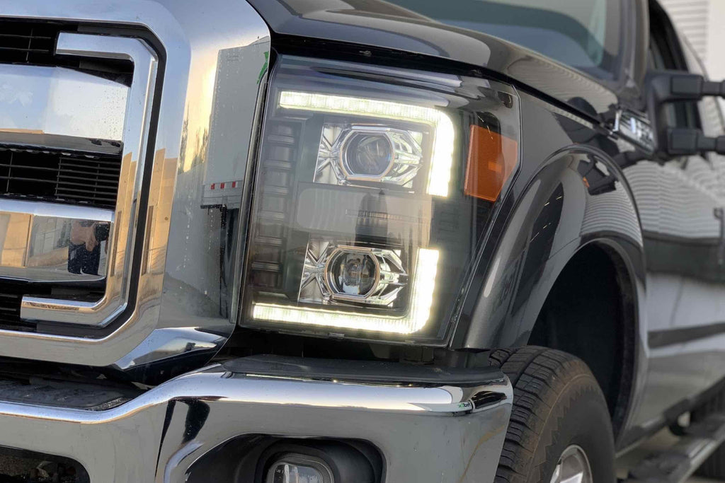 Ford Super Duty (11-16): AlphaRex Luxx Headlights ED Projector Headlights Driven Light Group