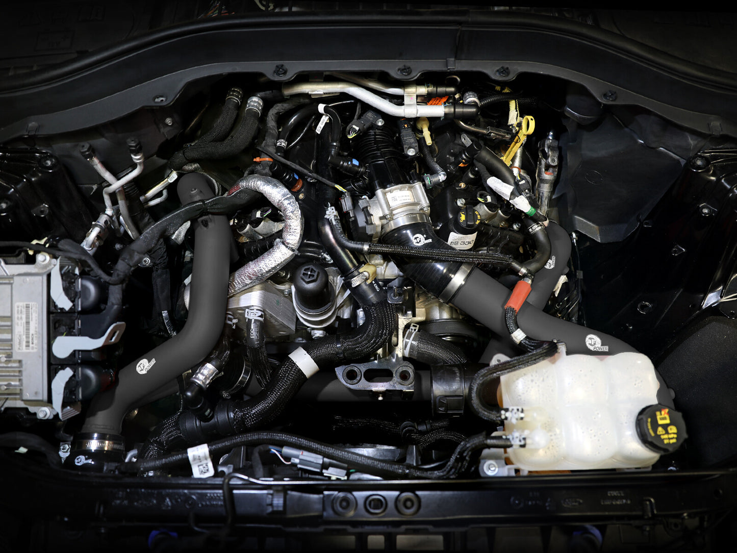 BladeRunner Aluminum Hot and Cold Charge Pipe Kit Black Ford Explorer St 22-24 V6-3.0L (tt) aFe Power