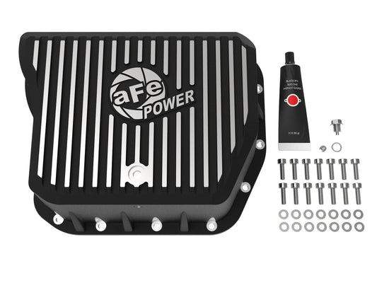 Pro Series Transmission Pan Black w/ Machined Fins Dodge Diesel Trucks 94-07 L6-5.9L (td) aFe Power