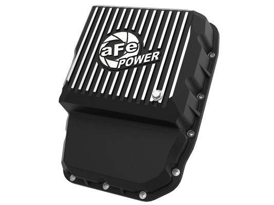 Pro Series Transmission Pan Black w/ Machined Fins Dodge Diesel Trucks 07.5-12 L6-6.7L (td) aFe Power aFe Power