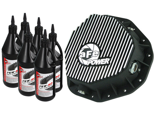 Pro Series Rear Differential Cover Kit Black w/ Machined Fins & Gear Oil Dodge Diesel Trucks 03-05 L6-5.9L (td) aFe Power aFe Power