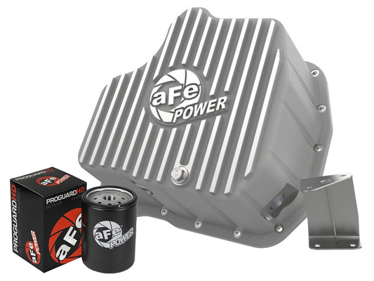 Street Series Engine Oil Pan Raw w/ Machined Fins GM Diesel Trucks 11-16 V8-6.6L (td) Lml 11 Quart Capacity aFe Power aFe Power