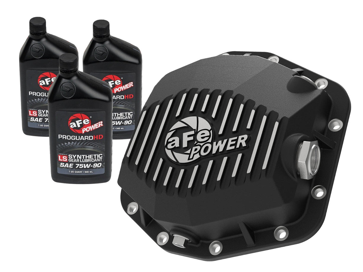 Pro Series Rear Differential Cover Black w/ Machined Fins & Gear Oil Ford Bronco 21-23 L4-2.3L (t)/V6-2.7L (t) (Dana M220) aFe Power aFe Power