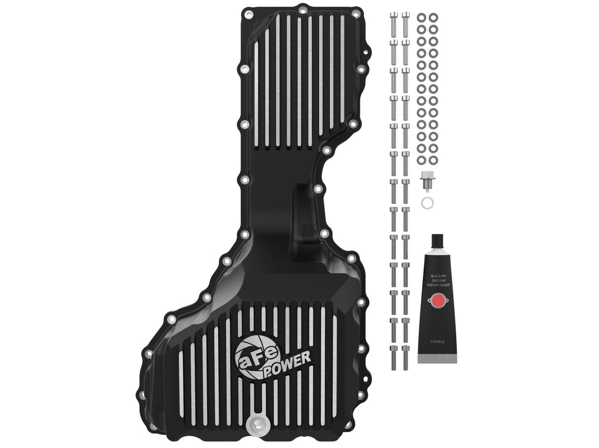 Pro Series Engine Oil Pan Black w/ Machined Fins GM Diesel Trucks 20-26 V8-6.6L (td) L5P aFe Power aFe Power