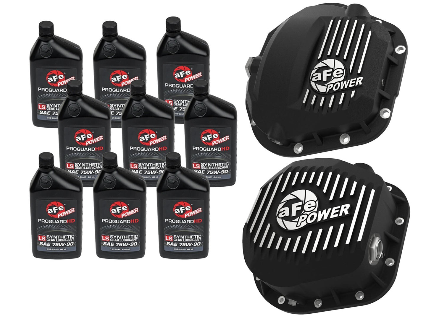 Front & Rear Diff Guard Package w/ Oil Ford Diesel Trucks 17-22 V8 (Dana Super 60 & Sterling 10.5-12) aFe Power